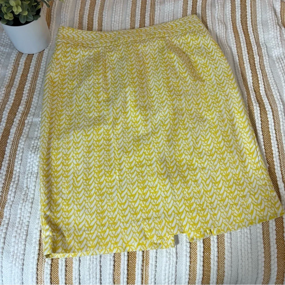Cynthia Rowley Yellow White Print Skirt | Size 6‎ | Cotton Blend